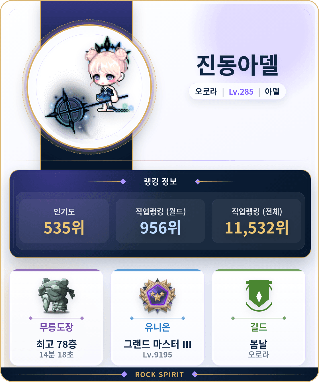 캐릭터 정보 카드 예시